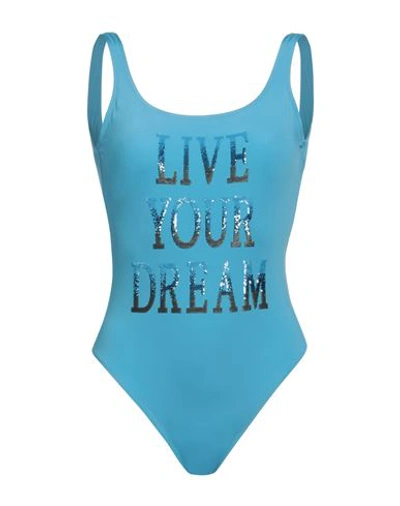 Shop Alberta Ferretti Woman One-piece Swimsuit Sky Blue Size 6 Polyamide, Elastane