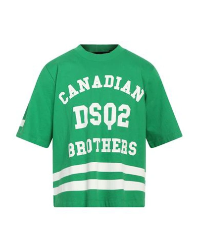 Shop Dsquared2 Man T-shirt Green Size M Cotton