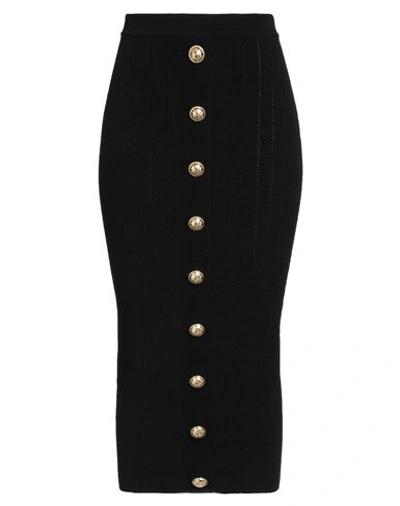 Shop Balmain Woman Midi Skirt Black Size 8 Viscose, Polyester, Polyamide, Elastane