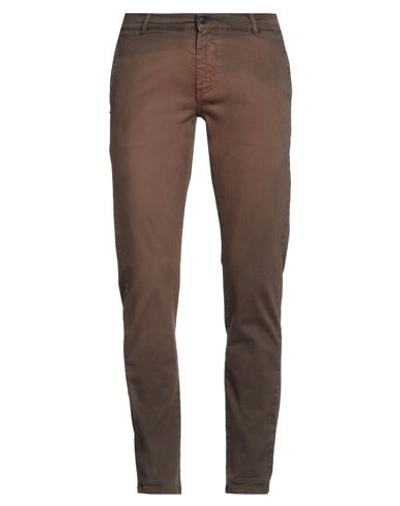 Shop Grey Daniele Alessandrini Man Pants Brown Size 33 Cotton, Elastane
