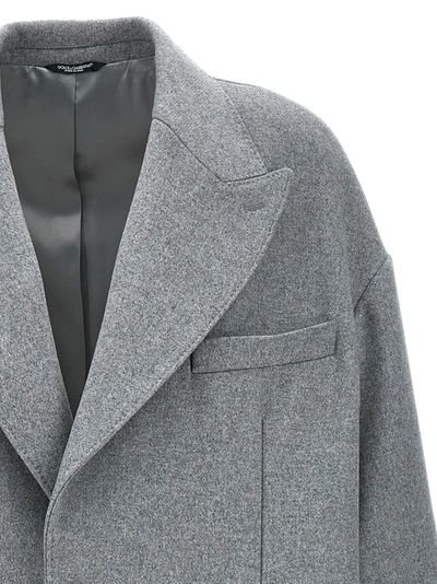 Shop Dolce & Gabbana Single-breasted Wool Coat Coats, Trench Coats Gray