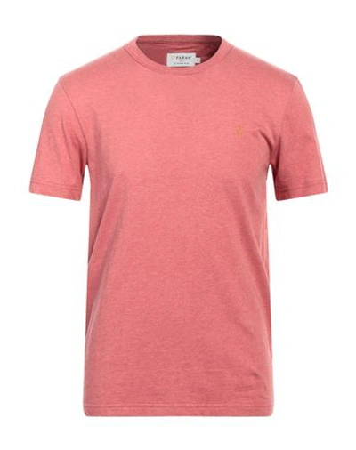 Shop Farah Man T-shirt Coral Size M Organic Cotton In Red
