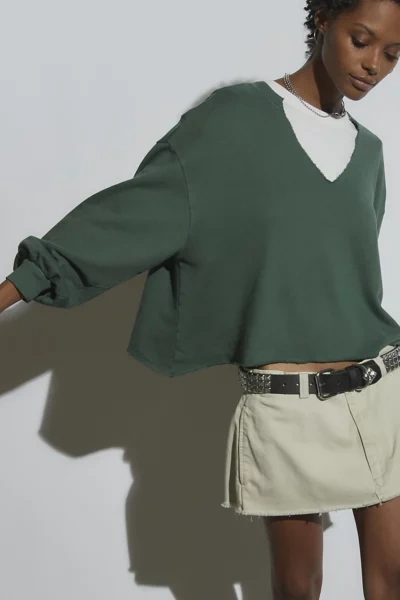 Shop Out From Under Notch Neck Sweatshirt In Green, Women's At Urban Outfitters