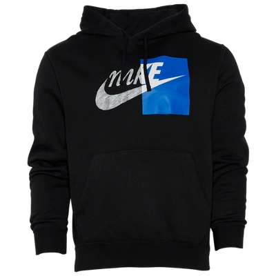 Nike Mens Split Logo Pullover Hoodie In Black/blue | ModeSens