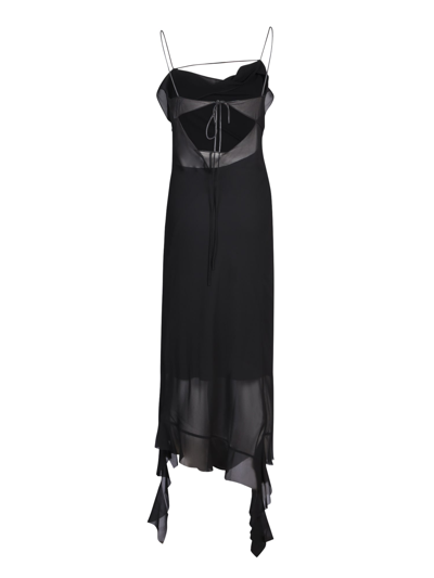 Shop Acne Studios Asymmetric Ruffled Midi Dress In Black