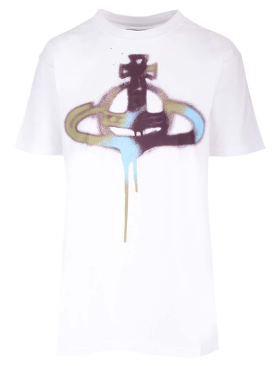 Shop Vivienne Westwood Spray Orb T-shirt In White