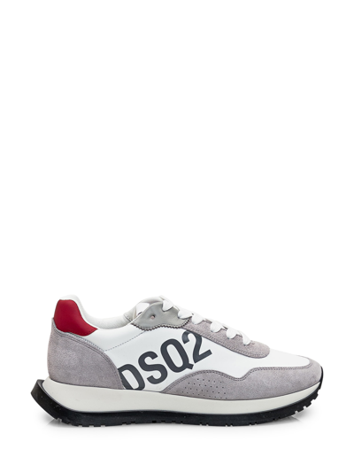 Shop Dsquared2 Sneaker Running In Grigio-bianco-rosso
