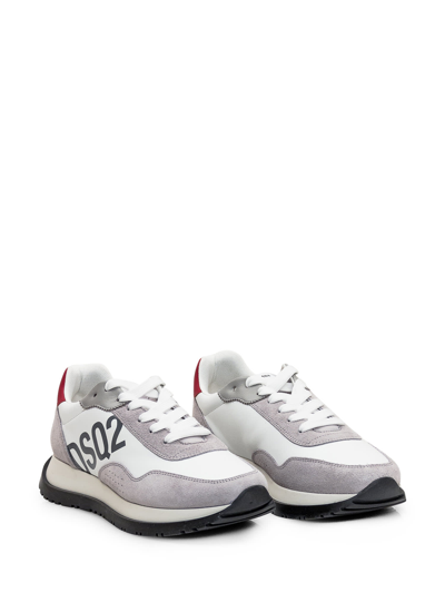 Shop Dsquared2 Sneaker Running In Grigio-bianco-rosso