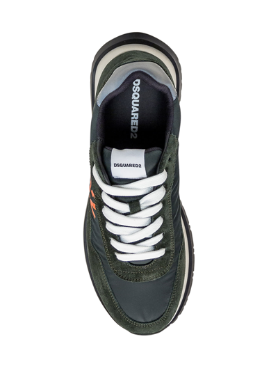 Dsquared2 Low-top Running Sneakers With Logo Print In Green