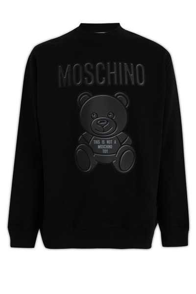 Shop Moschino Teddy Bear Printed Crewneck Sweatshirt In Nero