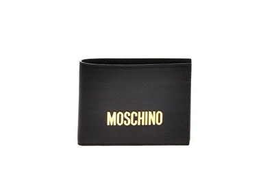 Shop Moschino Logo Plaque Bifold Wallet In Nero