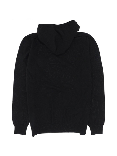 Shop Moschino Teddy Bear Embroidered Drawstring Knitted Hoodie In Nero