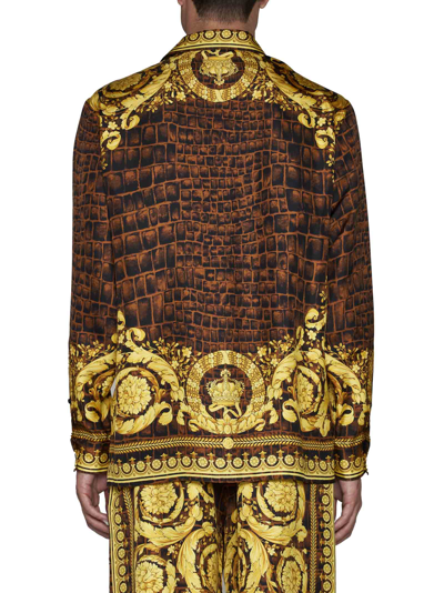 Shop Versace Shirt In Caramel+black+gold