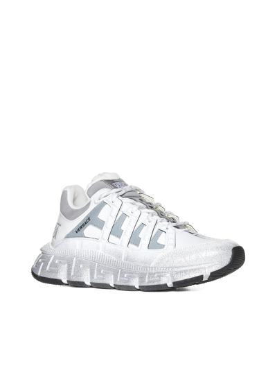 Shop Versace Sneakers In White-silver