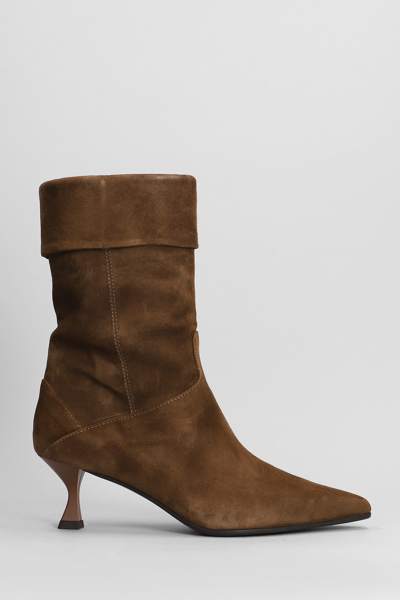 Shop The Seller High Heels Ankle Boots In Brown Suede
