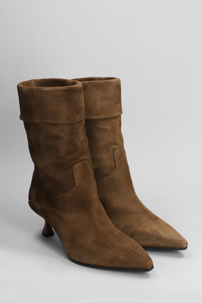 Shop The Seller High Heels Ankle Boots In Brown Suede