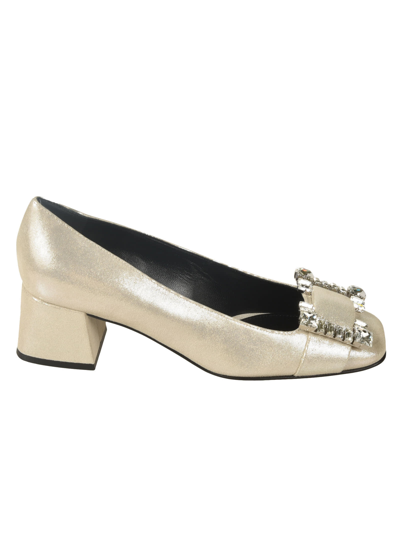 Shop Sergio Rossi Embellished Buckle Pumps In Silver