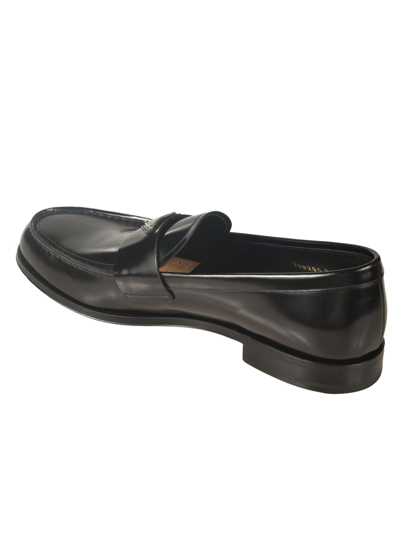 Shop Prada Logo Plaque Loafers In Black