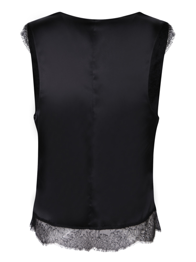 Shop Tom Ford Silk-satin Lace Top In Black