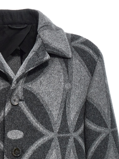 Shop Etro Single Breast Jacquard Coat In Gray