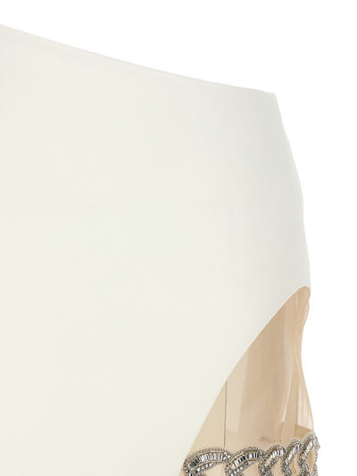 Shop David Koma 3d Crystal Chain Mini Skirt In White