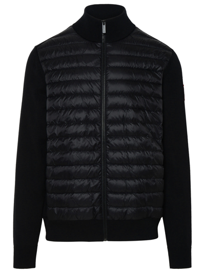 Shop Canada Goose Hybridge Black Wool And Polyester Cardigan