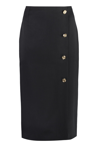 Shop Nina Ricci Wool Skirt In Black