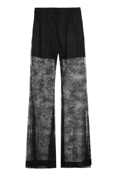Shop Nina Ricci Lace Trousers In Black
