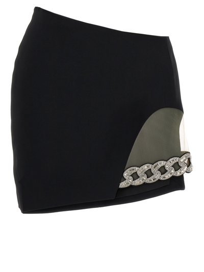 Shop David Koma 3d Crystal Chain Mini Skirt In Black