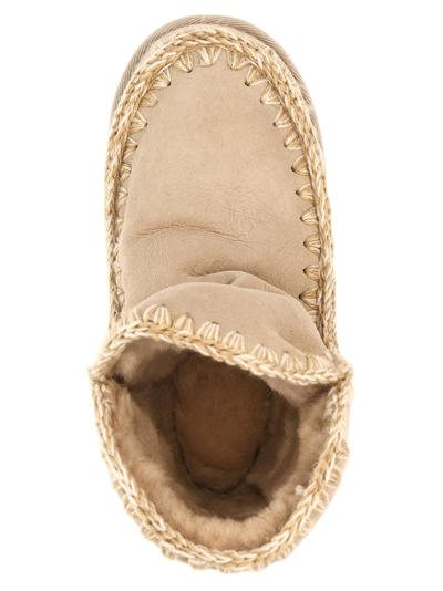 Shop Mou Eskimo 18 Glitter Logo Ankle Boots In Beige