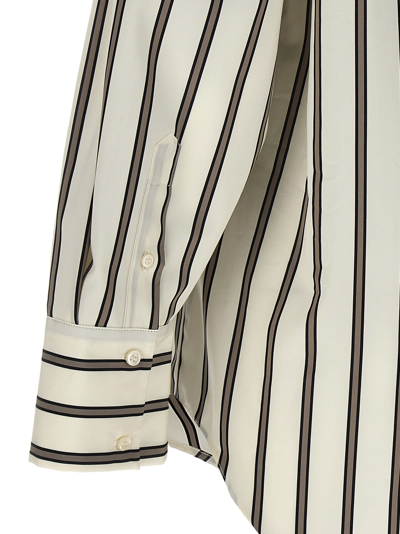 Shop Msgm Striped Bow Shirt In Multicolor