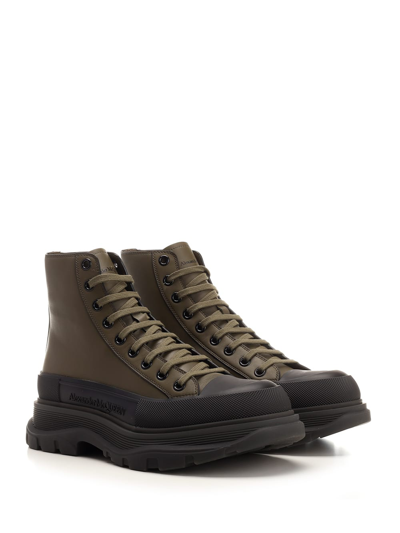 Shop Alexander Mcqueen Tread Slick Lace Up Ankle Boot In Green