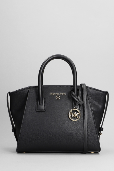 Shop Michael Kors Avril Hand Bag In Black Leather