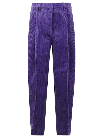Shop Ganni Corduroy Relaxed Pleated Pants In 764