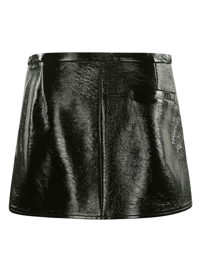 Shop Courrèges Double Slits Vinyl Mini Skirt In Black