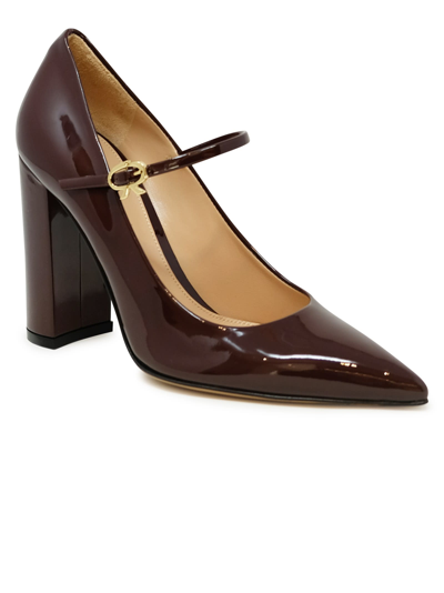 Gianvito Rossi Black Patent Ribbon Jane 100 Pumps In Bordeaux