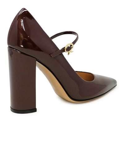 Gianvito Rossi Black Patent Ribbon Jane 100 Pumps In Bordeaux