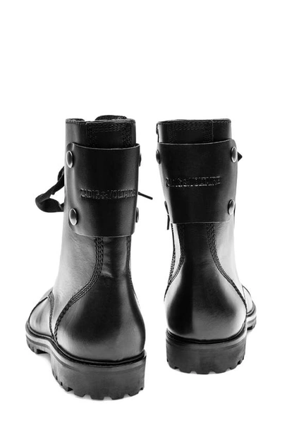 Zadig & Voltaire Joe Lug Sole Leather Combat Boot In Noir