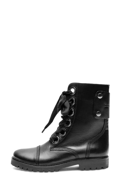 Zadig & Voltaire Joe Lug Sole Leather Combat Boot In Noir