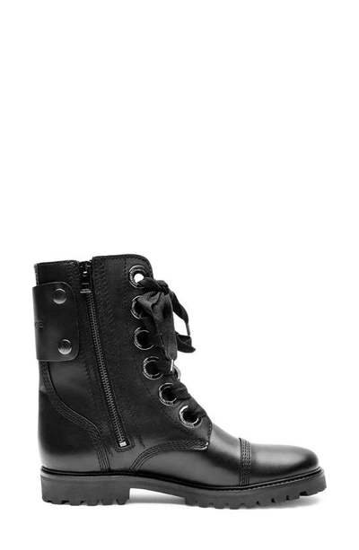 Zadig & Voltaire Joe Lug Sole Leather Combat Boot In Noir