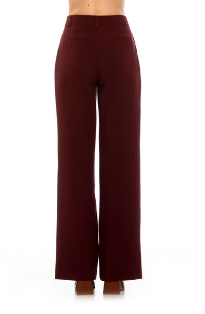 Alexia Admor Ellie Pleated Wide Leg Pants In Dark Red