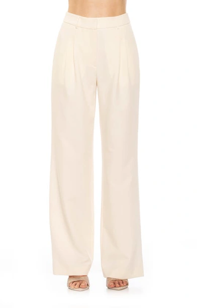 Alexia Admor Ellie Pleated Wide Leg Pants In Ivory