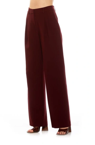 Alexia Admor Ellie Pleated Wide Leg Pants In Dark Red