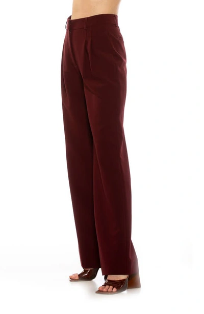 Shop Alexia Admor Ellie Pleated Wide Leg Pants In Dark Red