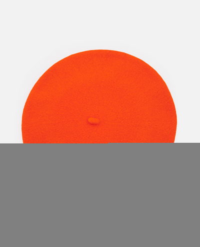 Shop Borsalino 29cm Wool Beret In Orange