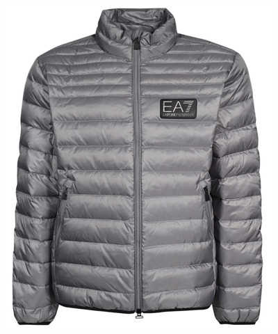Shop Ea7 Down Jacket In Grey
