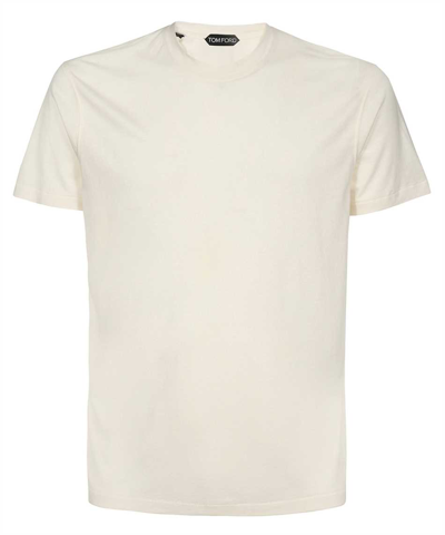 Shop Tom Ford Lyocell Cotton Crew T-shirt In White