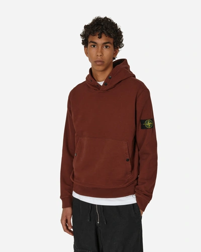 Shop Stone Island Garment Dyed Hooded Sweatshirt Maroon In Red