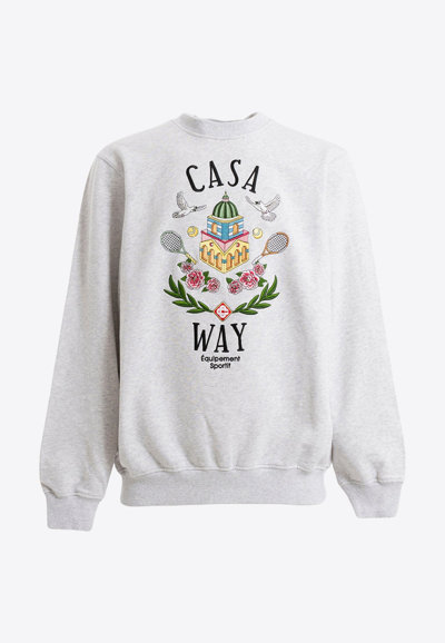 Shop Casablanca Casa Way Embroidered Sweatshirt In Gray
