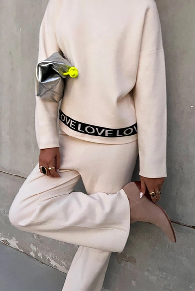 Never Fully Dressed Cream China Knitted Trousers In Cream